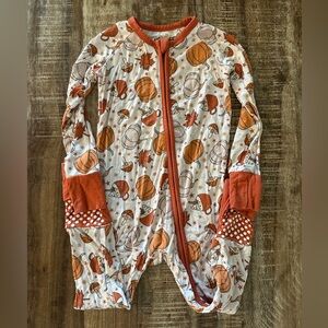 Monkeeroos Bamboo Pajama Romper Pumpkin Spice Fall